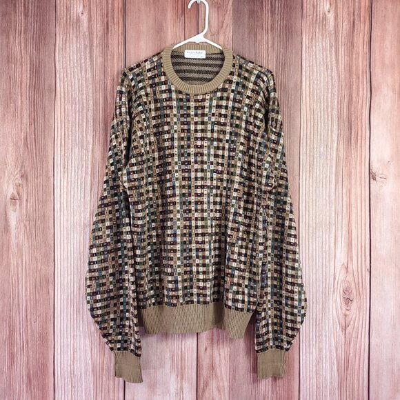 Vtg Tricots St Raphael Sweater Men XL Geometric Abstract Grandpa Coogi Style USA - Picture 3 of 16